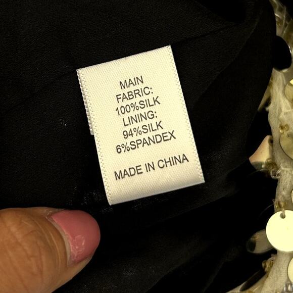 St. John Women´s Evening Silver Gold Beaded Sequin Short Sleeve Top Size P/S - Picture 8 of 13